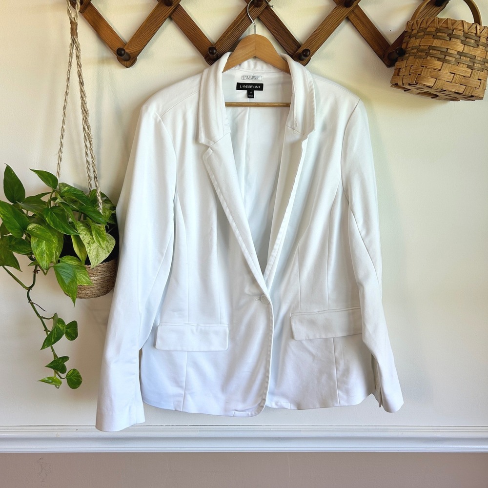 Lane Bryant Modernist Collection White Single Button Blazer Jacket Size 22